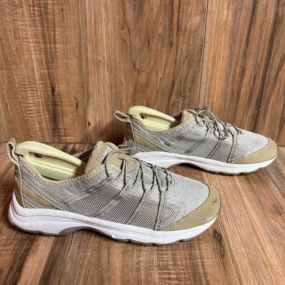 Land's End Womens Water Shoes Tan Brown White Mesh Bungee Athletic 1374 Size 6 B - Picture 2 of 8